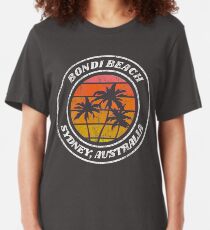 Bondi Beach Sydney Australia Retro Distressed Slim Fit T-Shirt