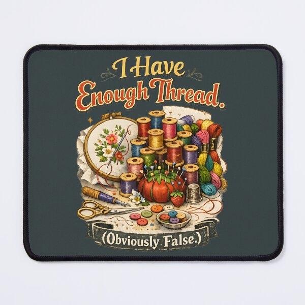 Item preview, I Have Enough Thread (Obviously False) – Vintage Sewing Humor Design designed and sold by blankTeeShirt.