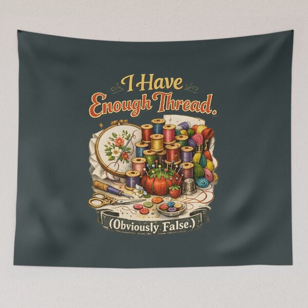 Item preview, I Have Enough Thread (Obviously False) – Vintage Sewing Humor Design designed and sold by blankTeeShirt.