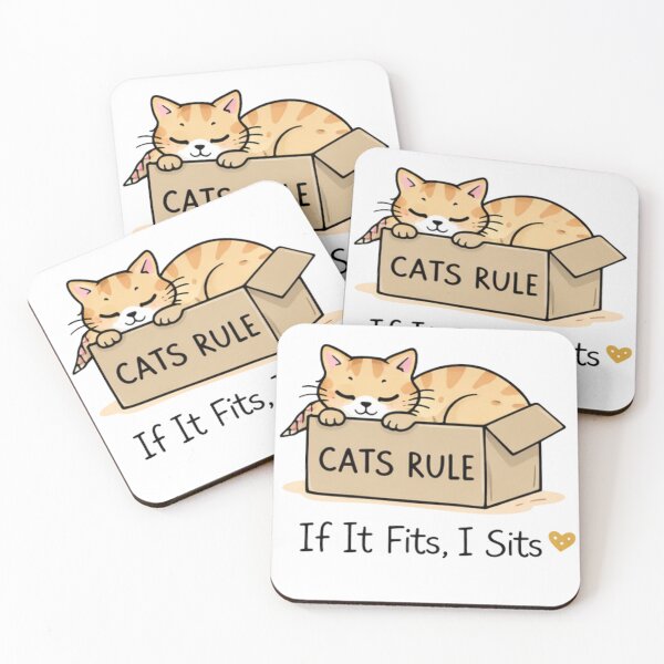 Item preview, If It Fits I Sits Funny Cat Lover Illustration Design designed and sold by  twoSevenfour Gifts.