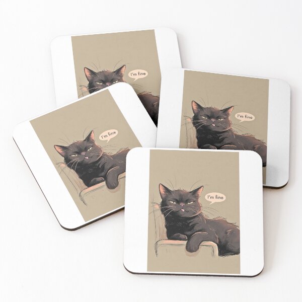 Item preview, I'm Fine 黒猫 designed and sold by nyankojikan.