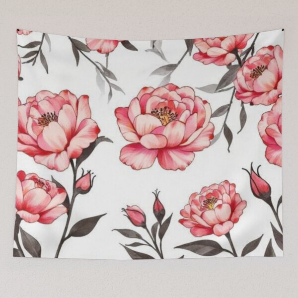 Item preview, Floral art design rose ink print style  designed and sold by Heaven1111.