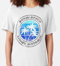 Bondi Beach Sydney Australia Retro Distressed Slim Fit T-Shirt