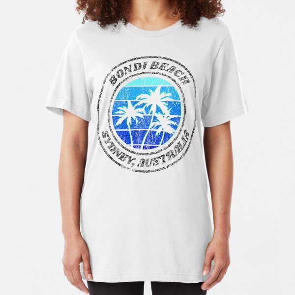 Bondi Beach Sydney Australia Retro Distressed Slim Fit T-Shirt