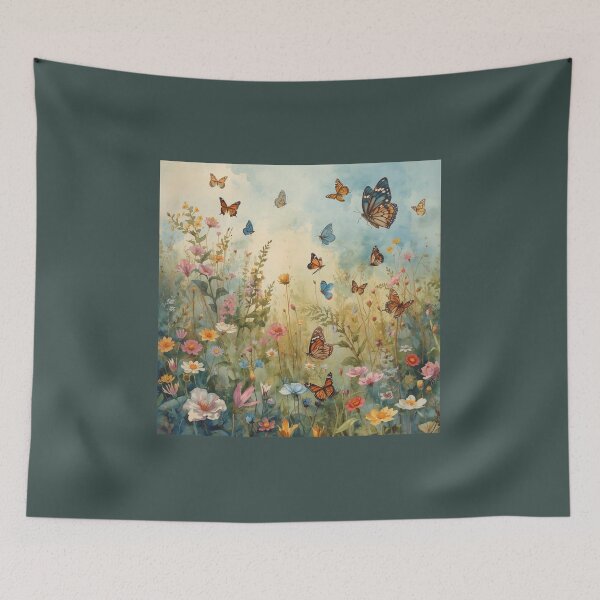 Item preview, Beautiful meadow with butterflies, idyllic picture. designed and sold by Knock on my door.