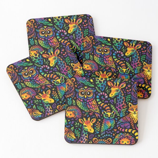 Item preview, Neon Safari Animals - Psychedelic Rainbow Wildlife Seamless Pattern designed and sold by myforestfog.