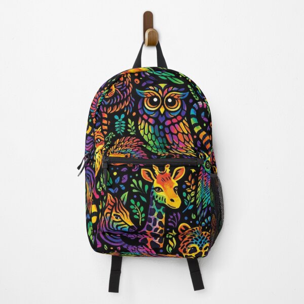 Item preview, Neon Safari Animals - Psychedelic Rainbow Wildlife Seamless Pattern designed and sold by myforestfog.