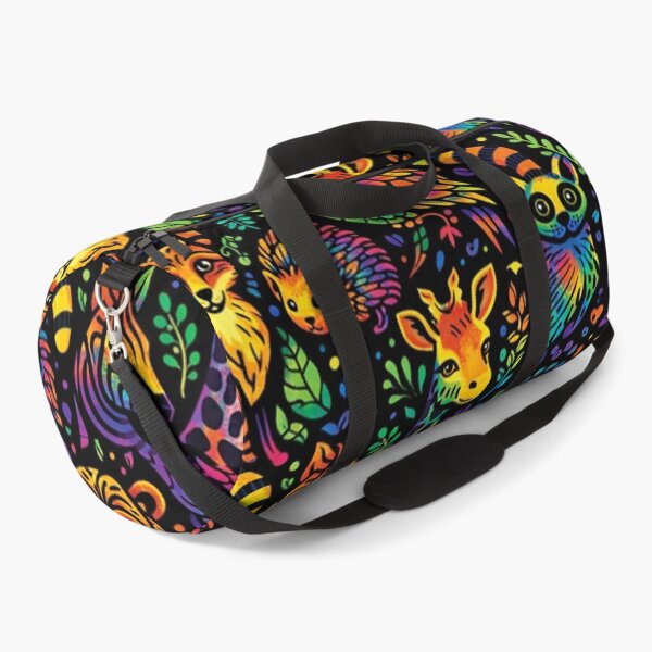Item preview, Neon Safari Animals - Psychedelic Rainbow Wildlife Seamless Pattern designed and sold by myforestfog.