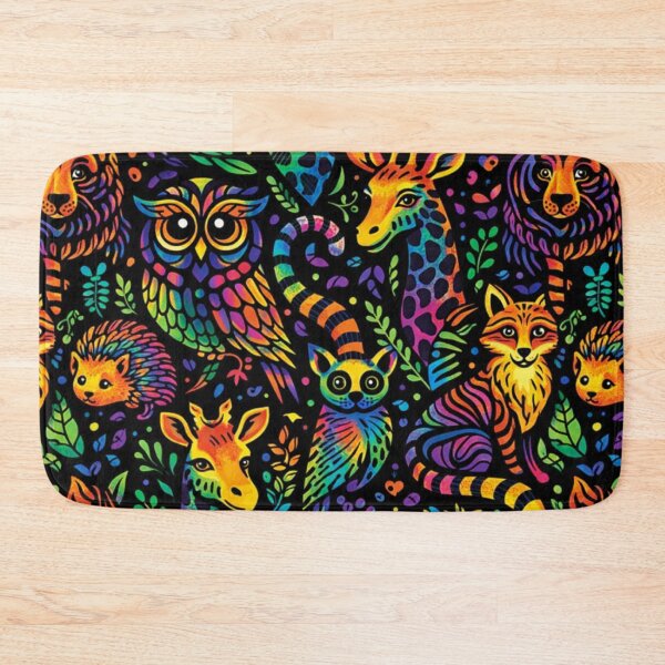 Item preview, Neon Safari Animals - Psychedelic Rainbow Wildlife Seamless Pattern designed and sold by myforestfog.