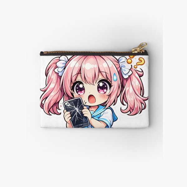 Item preview, Cute Chibi Anime Girl Broken Phone Sticker Funny Kawaii Reaction Cartoon Aesthetic designed and sold by Art-Selling.