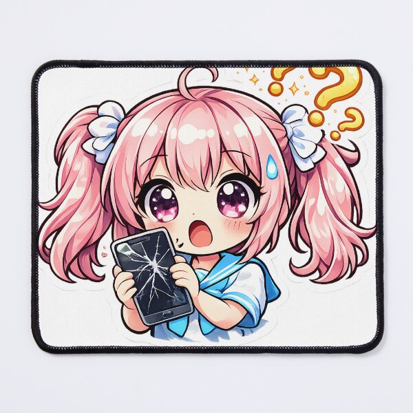 Item preview, Cute Chibi Anime Girl Broken Phone Sticker Funny Kawaii Reaction Cartoon Aesthetic designed and sold by Art-Selling.