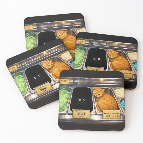 Item preview, Black Sesame Void Cat Ice Cream Counter Cartoon designed and sold by POD DYNASTY.