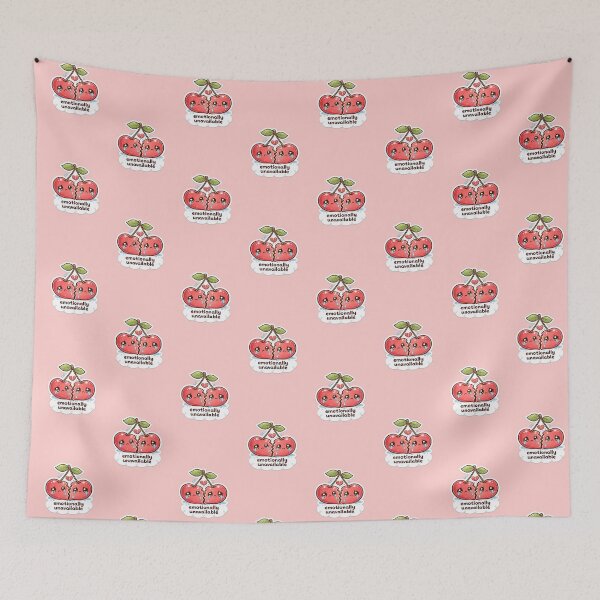 Item preview, Emotionally Unavailable Cherry Sticker – Cute Sad Heartbreak Meme designed and sold by Qingtian814.