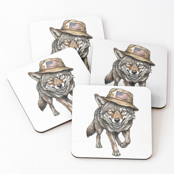 Item preview, Cheeky wolf with USA bucket hat designed and sold by AdCoL.