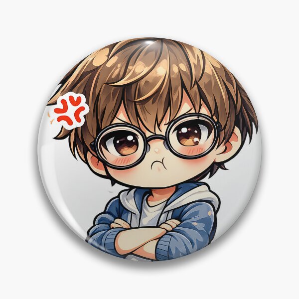 Item preview, Angry Chibi Anime Boy Sticker Cute Kawaii Nerd Glasses Funny Reaction Cartoon designed and sold by Art-Selling.