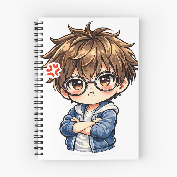Item preview, Angry Chibi Anime Boy Sticker Cute Kawaii Nerd Glasses Funny Reaction Cartoon designed and sold by Art-Selling.