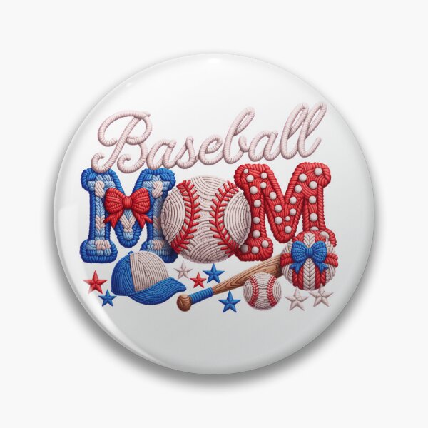 Item preview, Baseball Mom Patriotic Stitch Style – Cute Game Day Design with Bat, Ball & Stars designed and sold by Ladys-Gents.