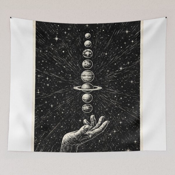 Item preview, Cosmic Alignment – Vintage Linocut Poster designed and sold by MrsMirabilis.