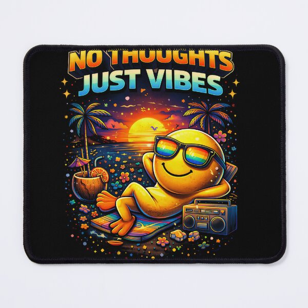 Item preview, No Thoughts Just Vibes – Chill Smiley Aesthetic Sunset T-Shirt Design designed and sold by FunkyVista.
