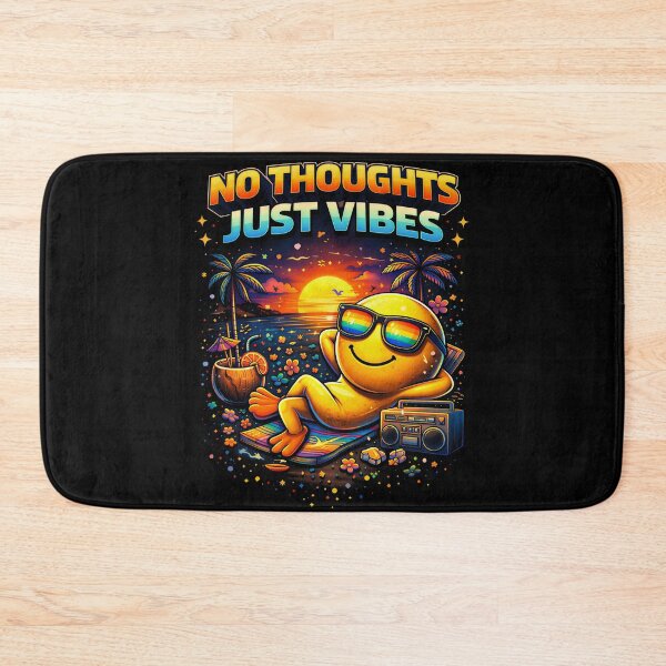 Item preview, No Thoughts Just Vibes – Chill Smiley Aesthetic Sunset T-Shirt Design designed and sold by FunkyVista.