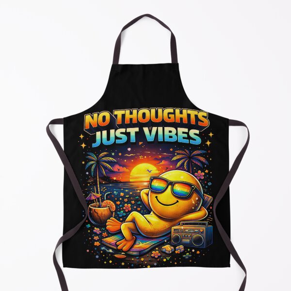 Item preview, No Thoughts Just Vibes – Chill Smiley Aesthetic Sunset T-Shirt Design designed and sold by FunkyVista.