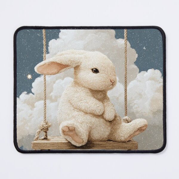 Item preview, Cloud Swing Bunny – Dreamy Cute Bunny Illustration designed and sold by Utsav kadia.