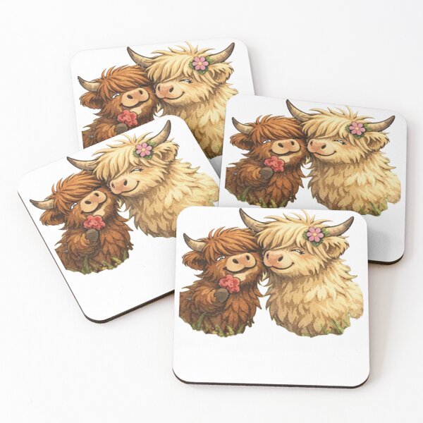 Item preview, Cute Highland Cow Couple Illustration designed and sold by ThistleAndCoo.
