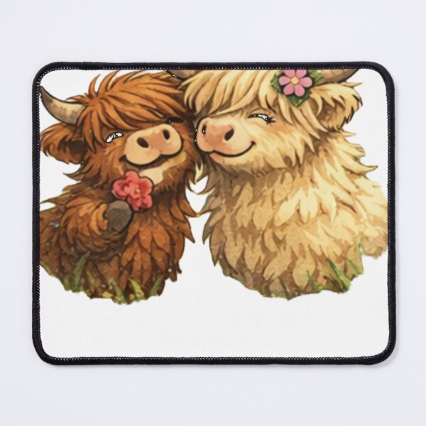 Item preview, Cute Highland Cow Couple Illustration designed and sold by ThistleAndCoo.