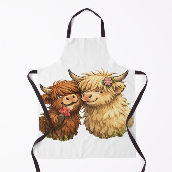 Item preview, Cute Highland Cow Couple Illustration designed and sold by ThistleAndCoo.