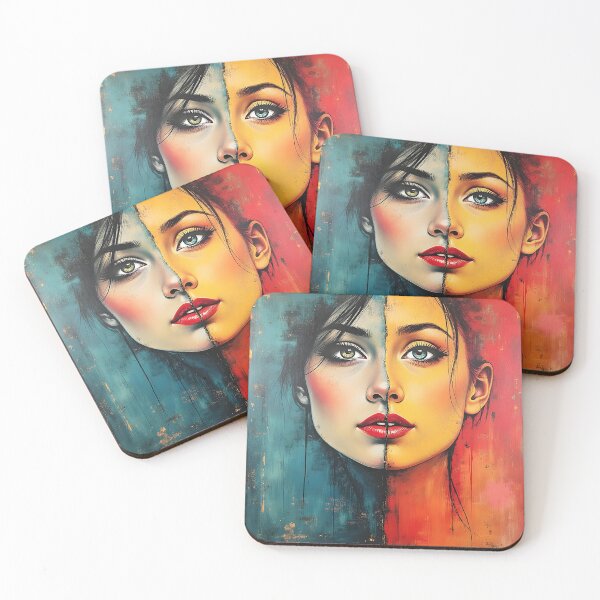 Item preview, Duality Within – Split Face Abstract Portrait designed and sold by Huskyyy Designs.