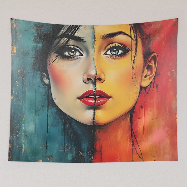 Item preview, Duality Within – Split Face Abstract Portrait designed and sold by Huskyyy Designs.