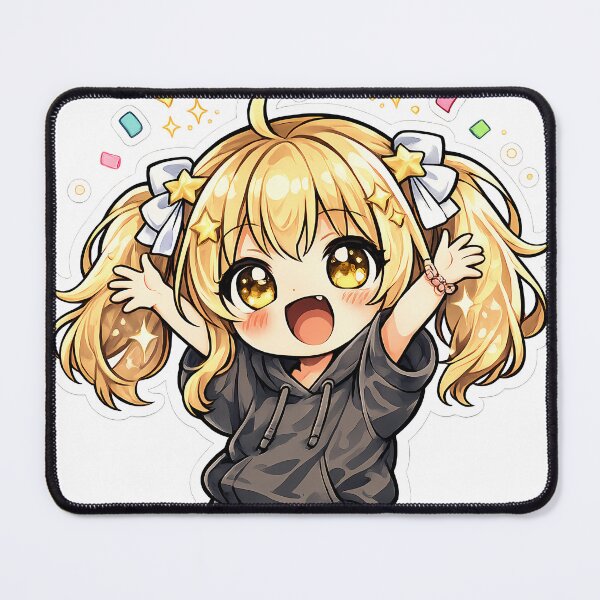 Item preview, Excited Chibi Anime Girl Sticker Cute Kawaii Happy Energy Reaction Cartoon Aesthetic designed and sold by Art-Selling.