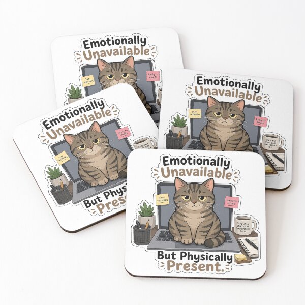 Item preview, Cat Emotionally Unavailable Physically Present Funny Work Gift designed and sold by Gentlestate.