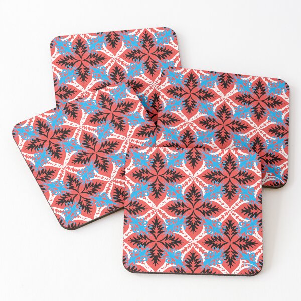 Item preview, Red and blue tribal lattice pattern designed and sold by AdesignbyG.