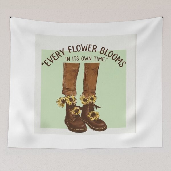 Item preview, Every Flower Blooms in Its Own Time – Aesthetic Sunflower Boots Illustration designed and sold by RushVibeWear.