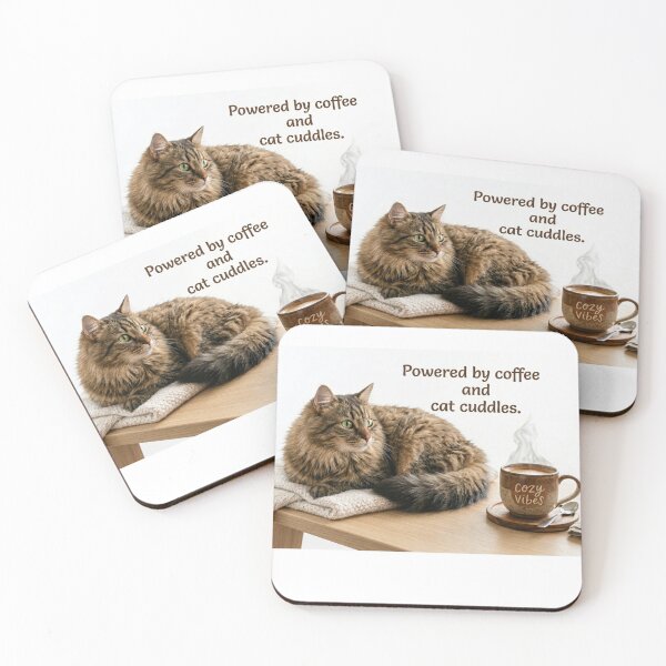 Item preview, Powered by Coffee and Cat Cuddles – Cozy Cat Lover Aesthetic designed and sold by RushVibeWear.