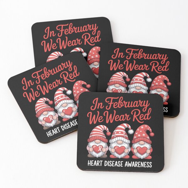 Item preview, In February We Wear Red Three Gnomes Heart Disease Awareness designed and sold by papertaless.
