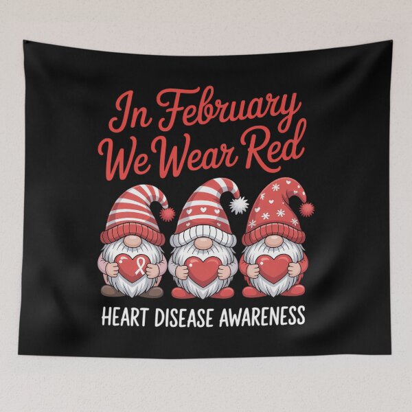 Item preview, In February We Wear Red Three Gnomes Heart Disease Awareness designed and sold by papertaless.