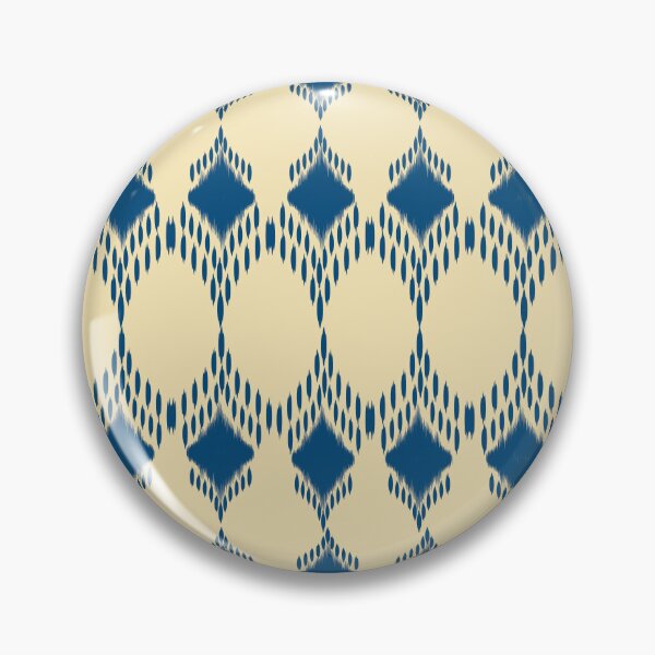 Item preview, Navy indigo and coral ikat medallion pattern designed and sold by AdesignbyG.