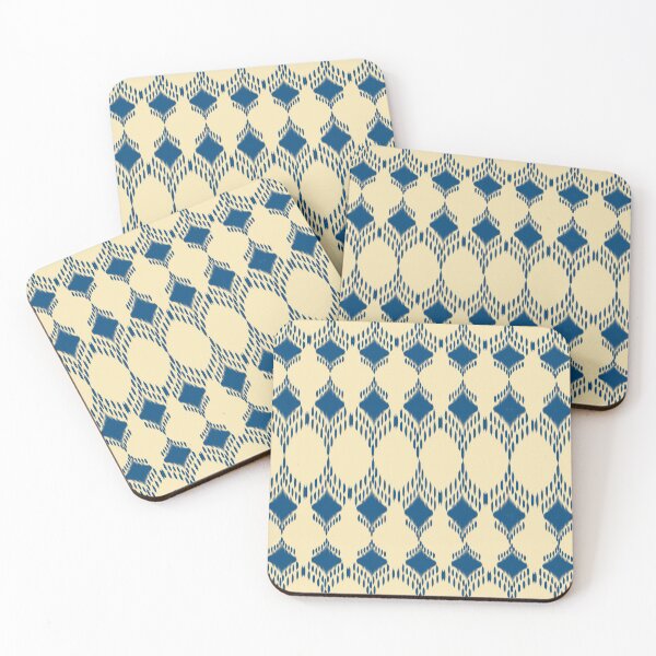 Item preview, Navy indigo and coral ikat medallion pattern designed and sold by AdesignbyG.