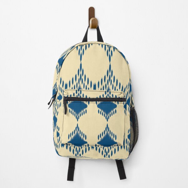 Item preview, Navy indigo and coral ikat medallion pattern designed and sold by AdesignbyG.