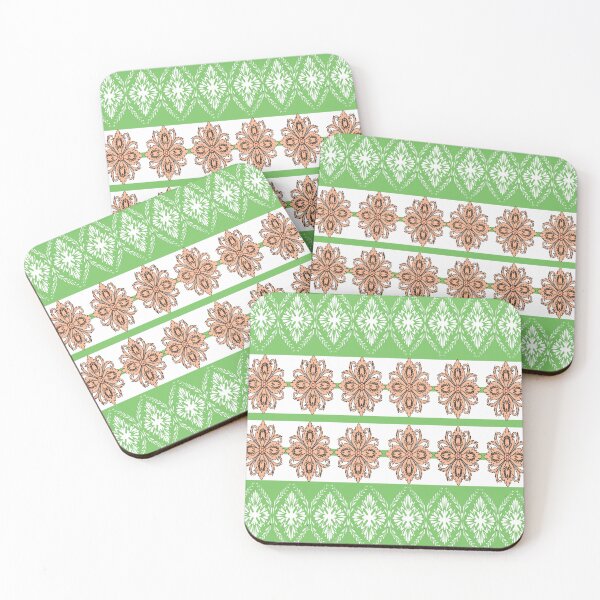 Item preview, Ikat diamond cream and green geometric pattern  designed and sold by AdesignbyG.