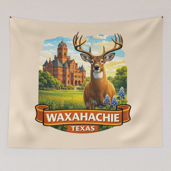 Item preview, Waxahachie, Texas - Whitetail Deer & Historic Courthouse designed and sold by Myra365Art.