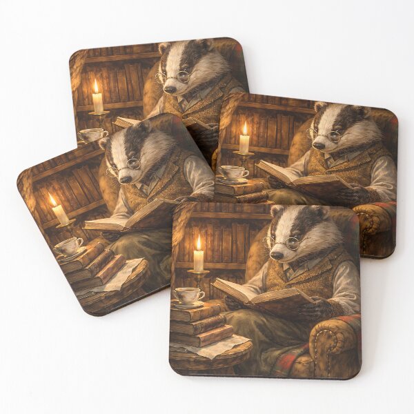 Artikelvorschau, Badger’s Midnight Read – Cottagecore-Tiere entworfen und verkauft von bapupa.