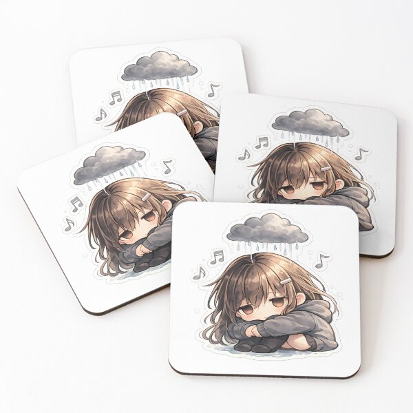 Item preview, Sad Depressed Anime Girl Sticker Rain Cloud Kawaii Crying Mood Aesthetic designed and sold by Art-Selling.
