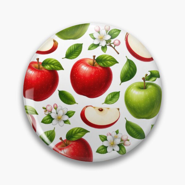 Item preview, Seamless Apple Pattern – Red & Green Apples with Leaves and Blossoms designed and sold by DreamPixelPrint.