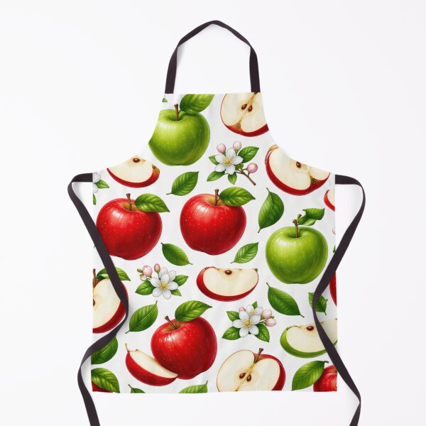 Item preview, Seamless Apple Pattern – Red & Green Apples with Leaves and Blossoms designed and sold by DreamPixelPrint.