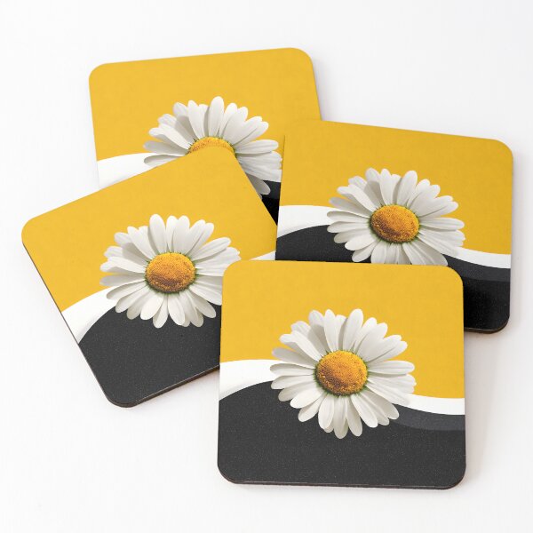 Item preview, Black and Yellow Wavy Daisy Abstract Floral Design designed and sold by daila70.