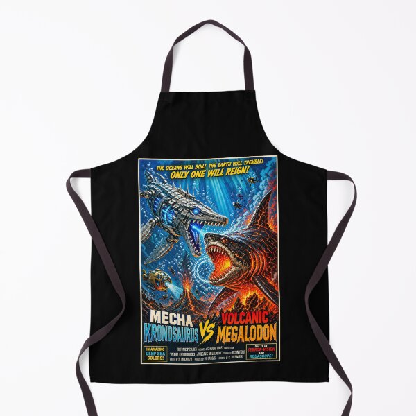 Item preview, Mecha Kronosaurus vs Volcanic Megalodon - Creature Feature Retro Monster Movie designed and sold by FilMate.