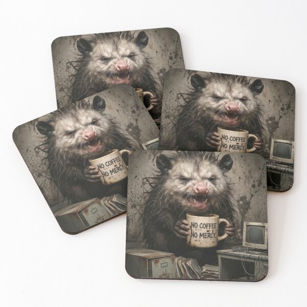 Item preview, Feralcore Possum | No coffee, No mercy | Feral Office Possum designed and sold by Retro Haard!.